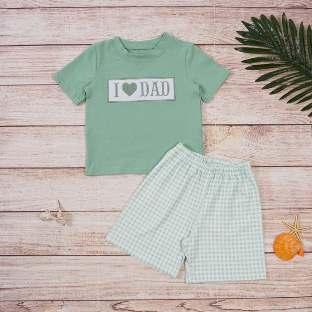 Boutique I Love Dad Boys Short Sleeve Shorts Outfit Set Father's Day